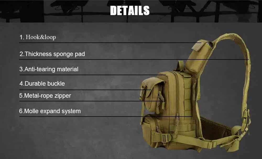 SINAIRSOFT Открытый спорт Альпинизм 800D нейлоновая тактическая сумка одно плечо Слинг Грудь Кемпинг военный рюкзак армейские сумки LY0040