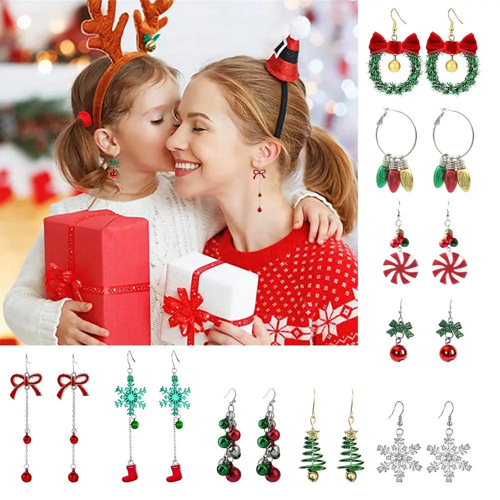 

Christmas Dangle Earrings Elegant Trees Bells Eardrop for Women