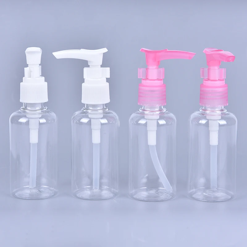 

5pcs 75ml Plastic PET Clear Press Pump Spray Lotion Bottles Cosmetic Sample Containers Travel Liquid Cream Fill Vials