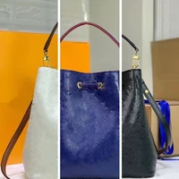 trendy women handbag soft leather embossing bag original standard design luxury high end champagne bucket