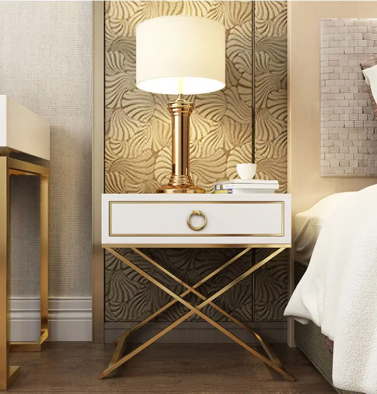 

Прикроватные столики Светильник спальни, роскошный прикроватный столик, металлический шкафчик, шкаф для хранения, спальная тумбочка, мебел...