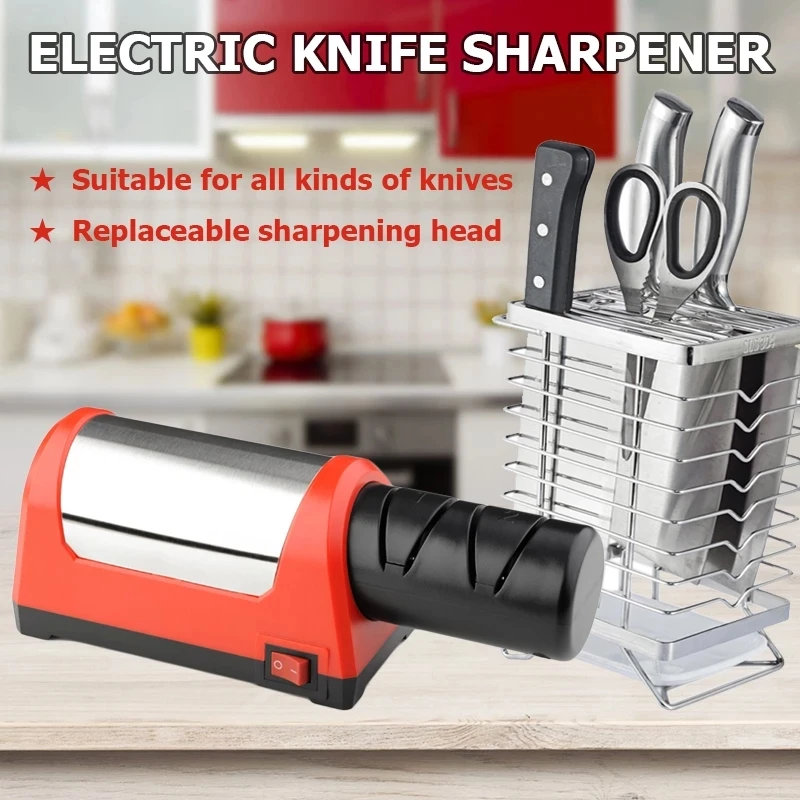 

EU Plug Two Stages Knives Electric Knife Sharpener Diamond Sharpening Stone Whetstone Grinder Kitchen Knives Tools Supplies