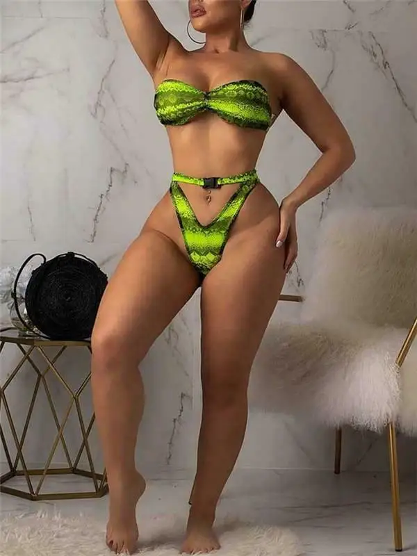 Летний женский сексуальный двухцветный купальник с высокой талией без бретелей с подкладкой и леопардовым принтом для пляжного костюма плавок пляжной одежды