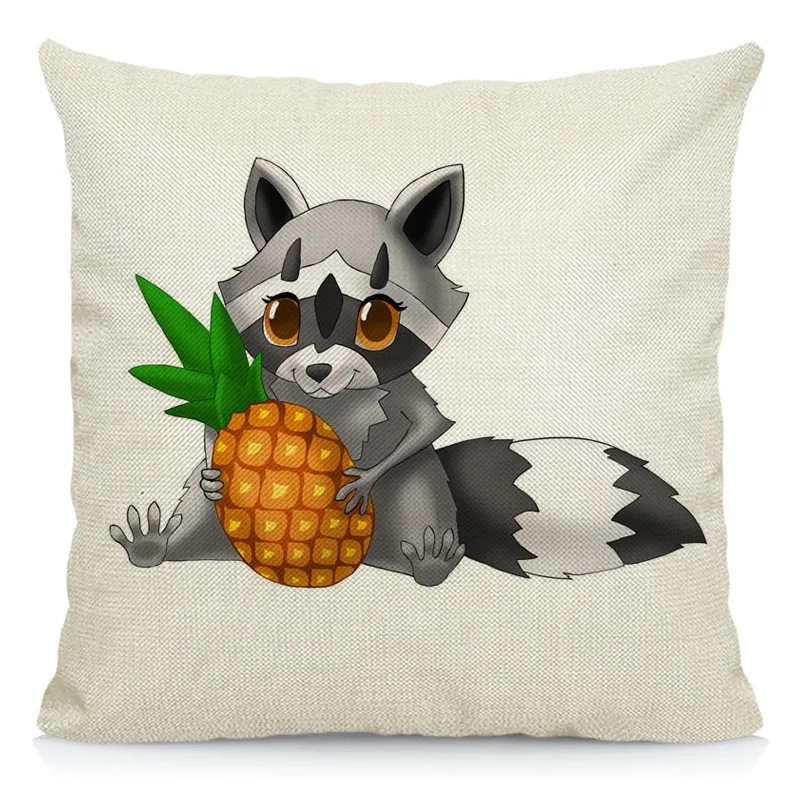 XUNYU Cartoon Raccoon Pillowcase Sofa Decorative Pillow Cover Square Cushion 45X45cm BT044 | Дом и сад