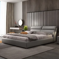 italian minimalist double leather bed 1 8m master bedroom big bed high box storage soft bag wedding bed