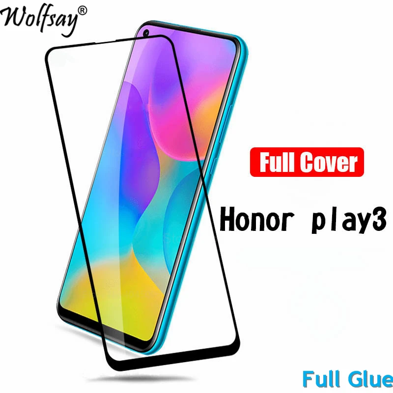 2 protectores de pantalla con pegamento completo para Huawei Honor Play 3, cubierta completa de vidrio templado para Huawei Honor Play 3 9H 2.5D pel&iacute;cula Premium-0