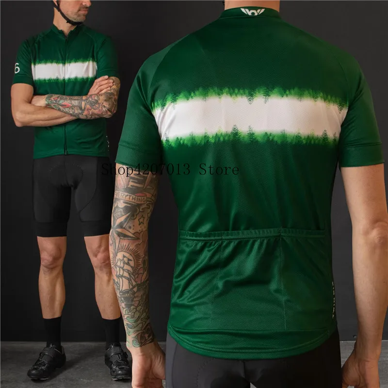 2019 Мужская футболка с коротким рукавом для велоспорта двойная шесть зеленых