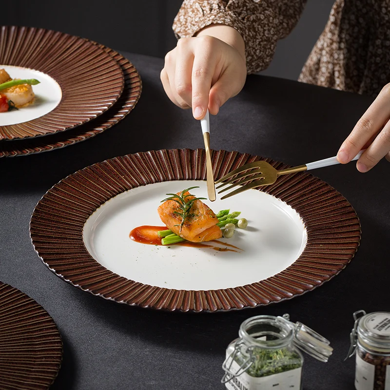 

Ceramic Serving Plate Pasta Cake Dessert Luxury Sushi Salad Food Dinner Plate Kitchen Platos De Cena Restaurant Supplies DG50PZ