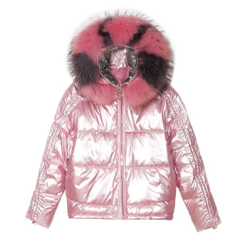 

Thick Zipper Solid Fur Female Coat Faux Fur Quilted Jacket Harajuku Hood Snow Wear Warm Women Winter Outerwear Holographic Parka