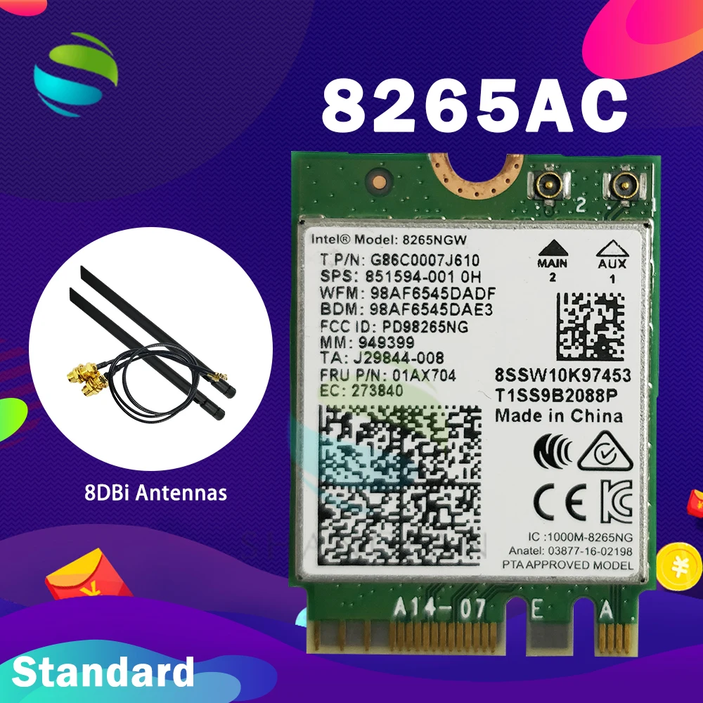 2 4 г/с) Wi Fi 5 ГГц WI FI BT Wlan для Intel 8265NGW 8265.NGWMG.NV Беспроводной постоянного/переменного
