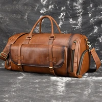 maheu vintage travel bag for 17 inch laptop light weight big leather handbag for business tour men male leather baggage bag