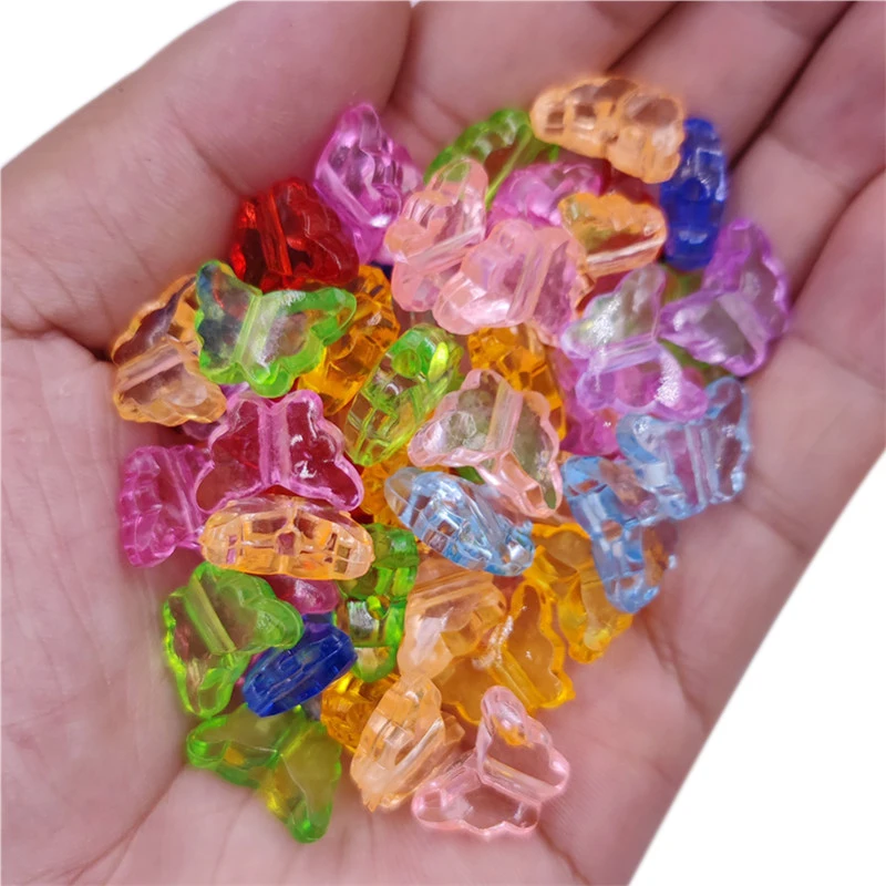 

20Pcs 15mm Transprament Butterfly Craft Loose Beads DIY For Jewelry Making Pendant Necklace Bracelet Wholesale