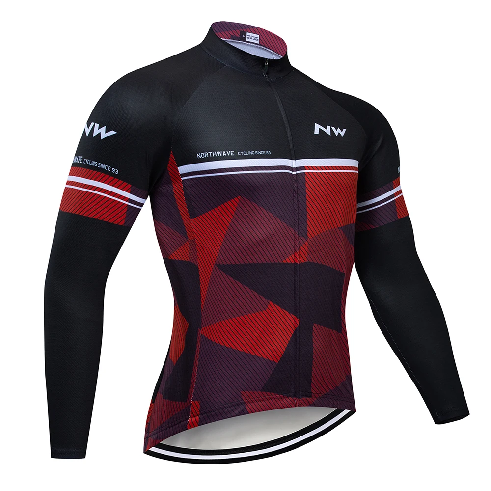 Long jersey Northwave Pro Team Long Sleeve Breathable Cycling Jersey Set NW Clothing Men Suit Outdoor Sportful Bike MTB Clothes - Цвет: Long jersey