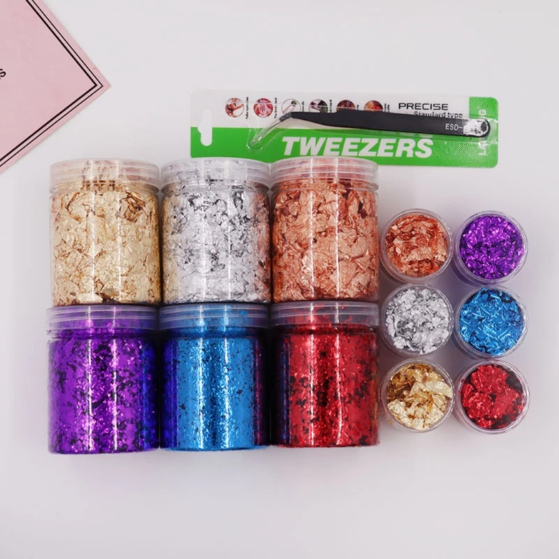 

6 Color Metallic Foil Kit Resin Flakes Gold Leaf Gilding Epoxy Resin Glitter Painting Arts Resin Fillings Jewelry Making