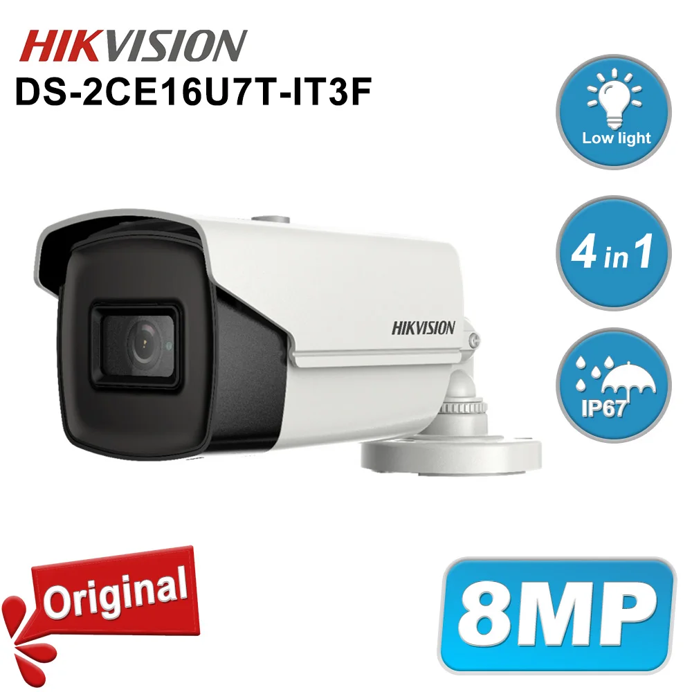 

Hikvision DS-2CE16U7T-IT3F 4K 8MP Ultra Low Light Fixed Bullet Camera Ture WDR TVI/AHD/CVI/CVBS 4in1 130 dB 60m IR IP67 H.265+