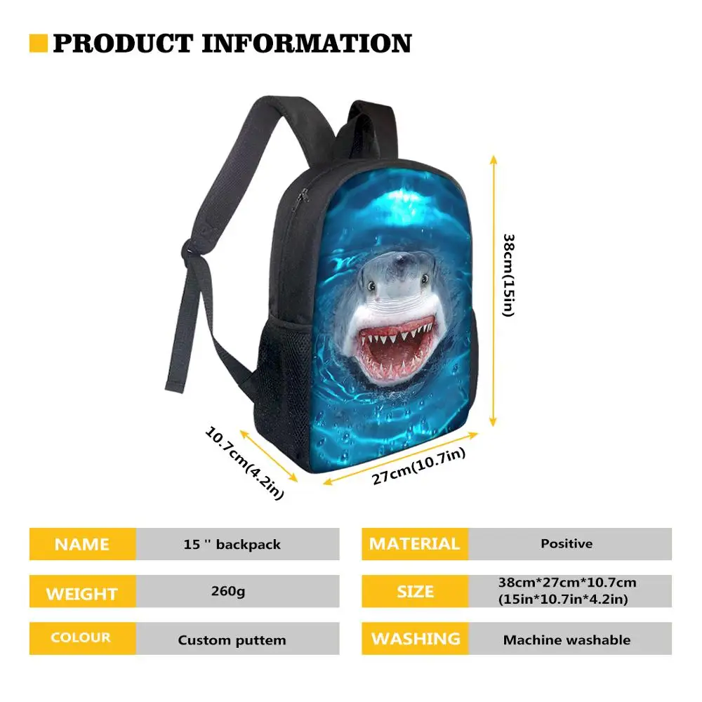 15inch Tropical Fish 3D Print Children School Bags For Boys Girls Primary Backpacks Schoolbags Kids Mochila Infantil Zip | Багаж и сумки