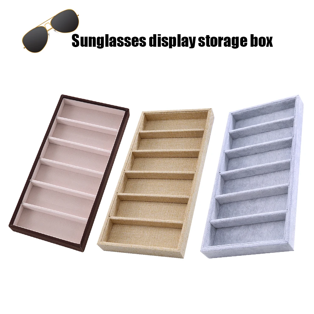 

New Sunglasses Storage Box Eyeglass Display Organizer Sunglasses Jewelry Display Storage Box Case 6 Grids Gray Drawer Boosted