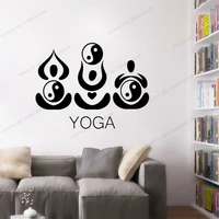 yoga people quote vinyl wall stickers wall decal namaste studio ying yang pattern hindu indian home decor mural cx658