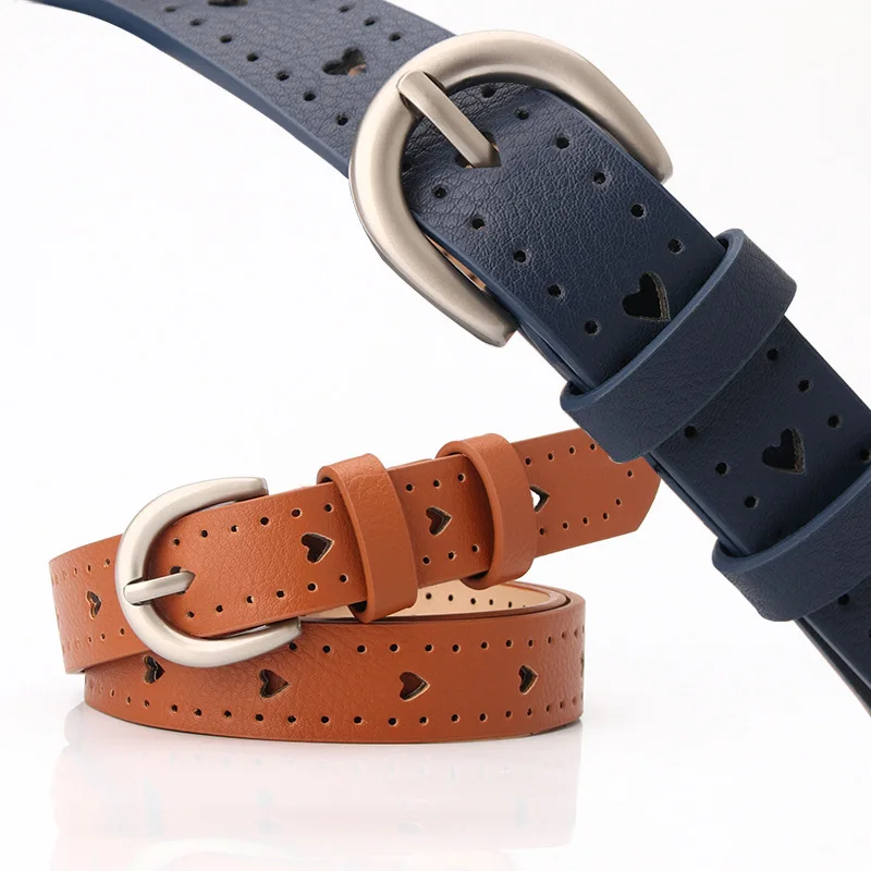 

Fashion Women PU Belts Hollow Out Heart Air Hole Waistband Casual Faux Leather pants Belt Adjustable Belt ceinture femme