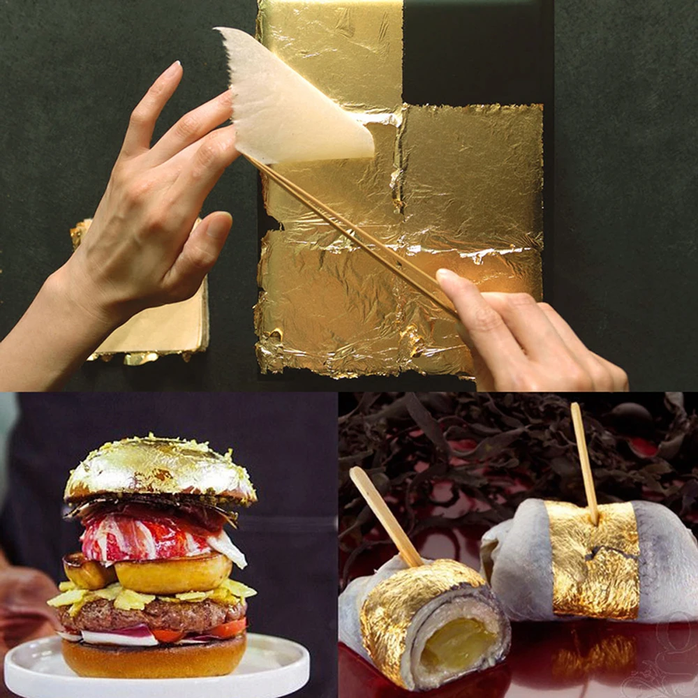 2 листа для переноса настоящий золотой лист и подлинный Серебряный 8x8 см 25