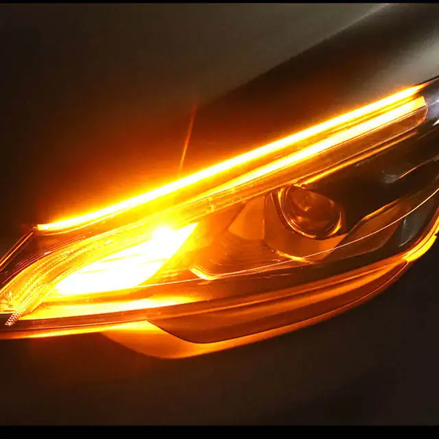 

led lights car accessories HTAUTO New Arrival Waterproof Outside External Car LED Running Turn Signal Flexible Headlight