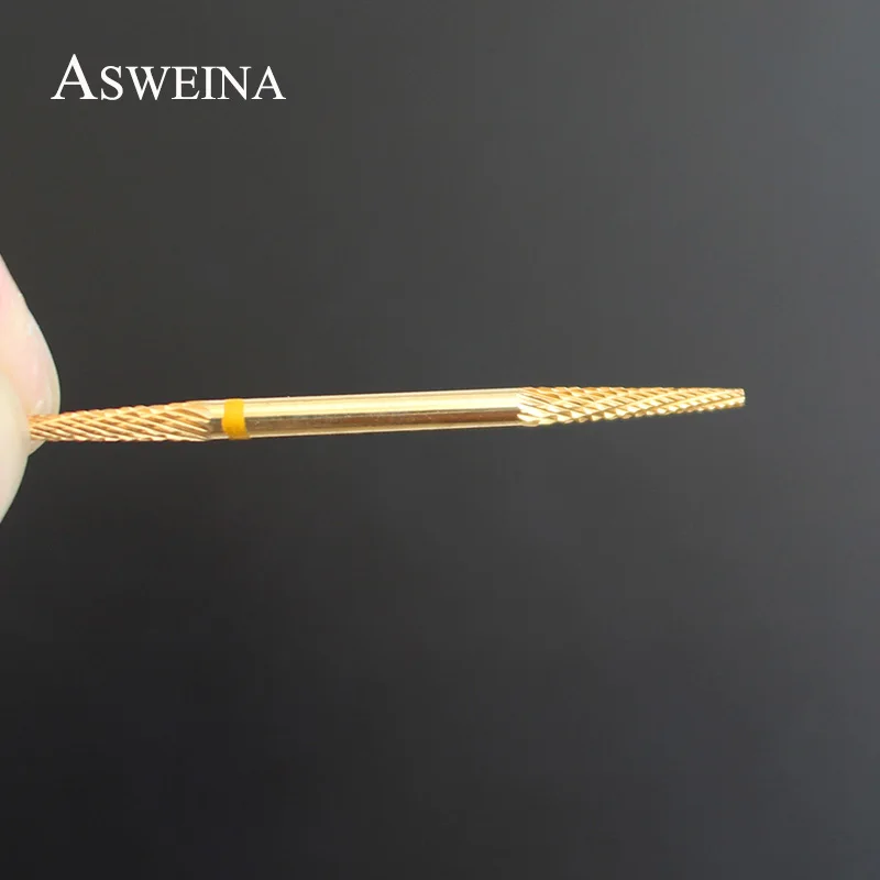 ASWEINA новые сверла из карбида золота для дизайна ногтей с двумя головками, роторные фрезы, Электрический Маникюрный станок, принадлежность для чистки ногтей