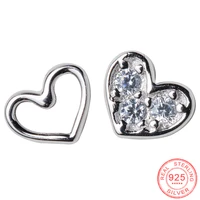 100 925 sterling silver earrings for kids fashion tiny cz pave crystal heart stud earrings gift for women girls lady jewelry