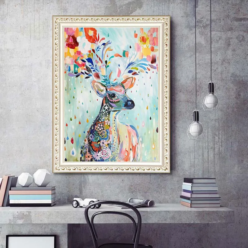 Полностью круглая алмазная живопись с оленем 5D вышивка сделай сам мозаика пейзаж