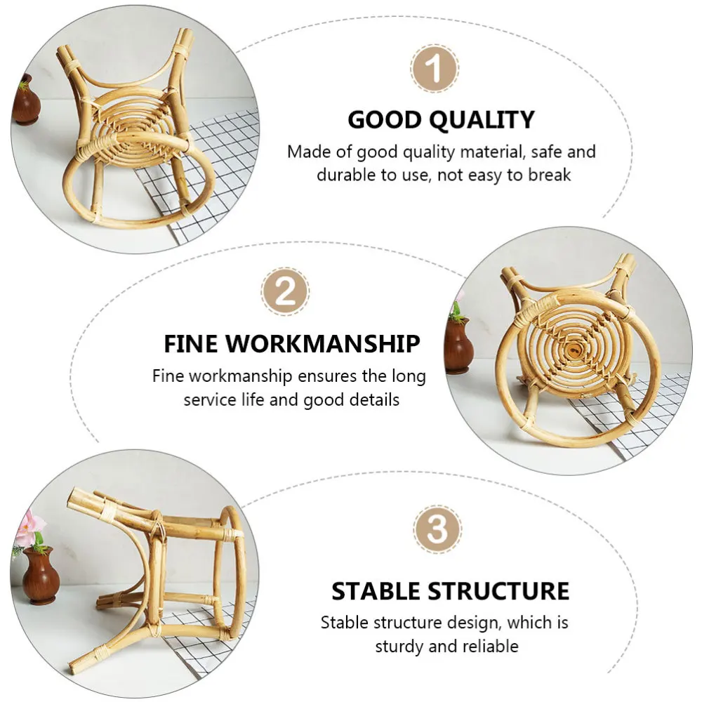 

1pc Rattan Craft Plant Pot Display Rack Indoor Plant Pot Rack Flowerpot Stand