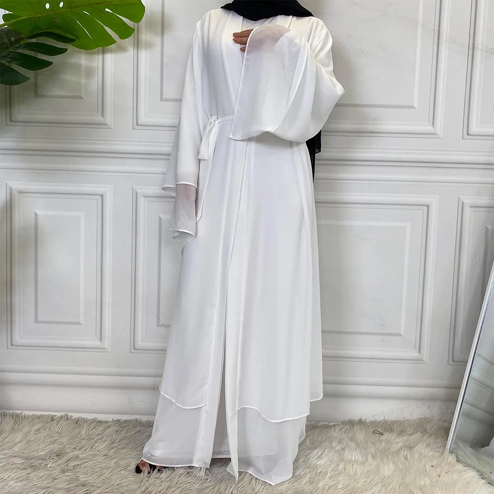 

Hot Selling Dubai Abaya Chiffon Fashion Cardigan Muslim for Women Modest Robe Turkey Kaftan Ramadan Arabic Islamic Clothing