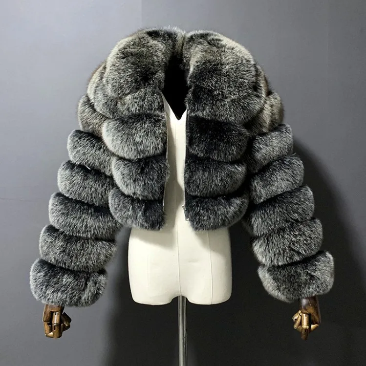 

Women's Fur Coat New Imitation Fox Fur Lapel Stitching Long Sleeves in Stock