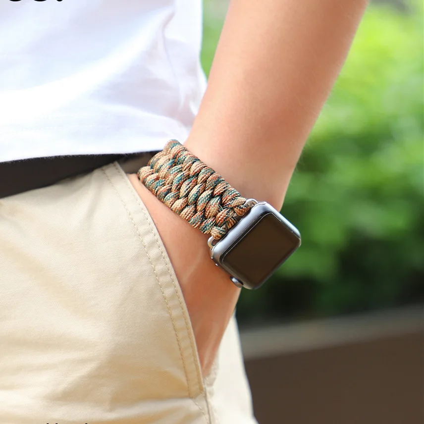 

Braided fabric nylon strap For apple watch band 44mm 40mm iwatch 42mm 38mm Survival Rope Bracelet apple watch series 6 5 4 3 se