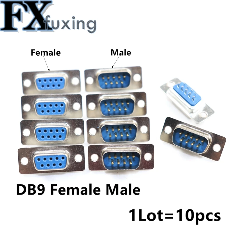 

10PCS DB9 Female Male PCB Mount serial port Connector Solder Type D-Sub RS232 COM CONNECTORS 9pin socket 9p Adapter FOR PCB