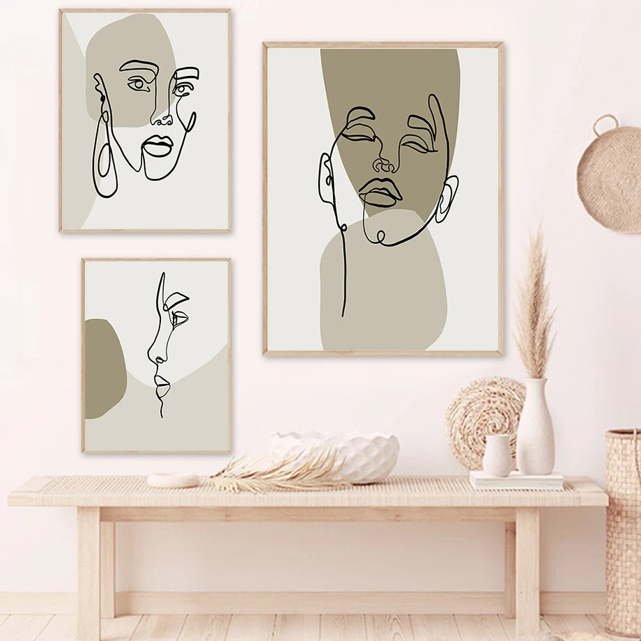 

Abstract Face One Line Drawing Prints Poster Minimalist Nordic Poster Canvas Painting Wall Art Picture Decor
