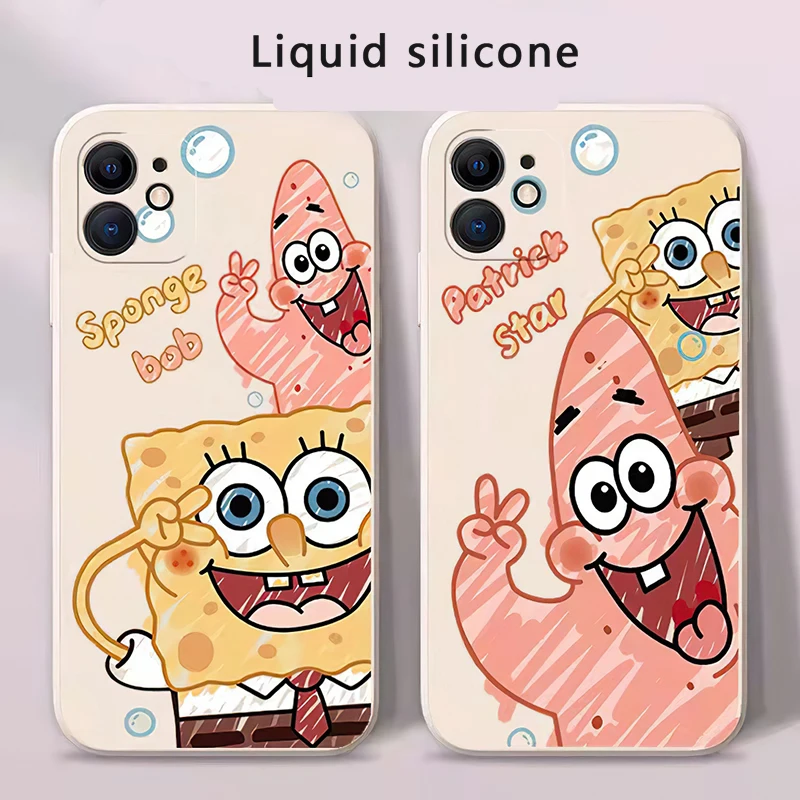 

SpongeBob-Patrick-Star Phone Case For iPhone 12 13 Pro Max Mini 11 Pro Max X XR XS MAX SE 2020 8 7 6 6S Plus Funny Cover Funda