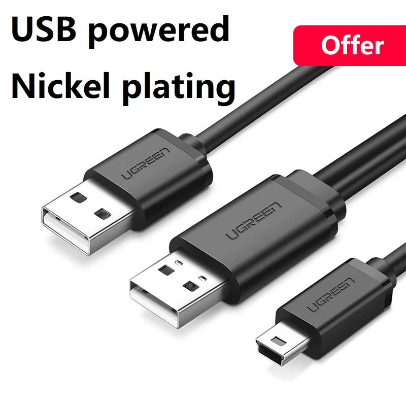 Кабель Ugreen Mini USB для передачи данных плоская панель MP3 жесткий диск камера