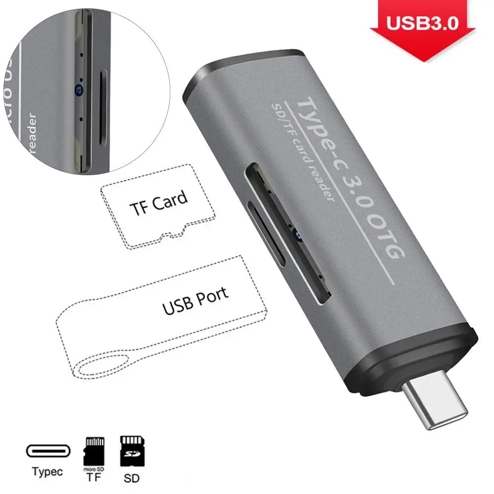 Тип usb C Мульти Высокое Скорость TF SD устройство чтения карт памяти SDHC/SDXC/MMC/MICRO OTG