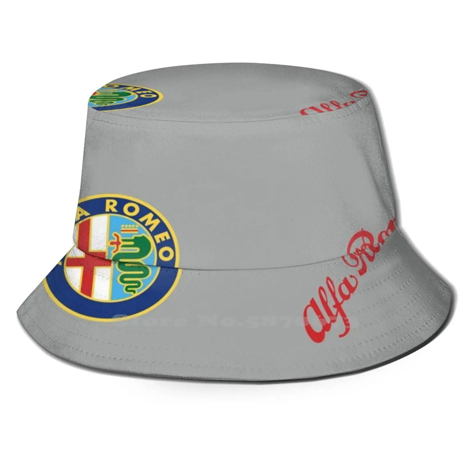 

Alfa Old Badge & Script-Color / Grey Fisherman's Hat Bucket Hats Caps Alfa Alfa Romeo Alfa