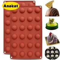 anaeat 24 holes hemispherical silicone mold round cake chocolate pastry bakeware mold pudding jelly bread candy baking mold