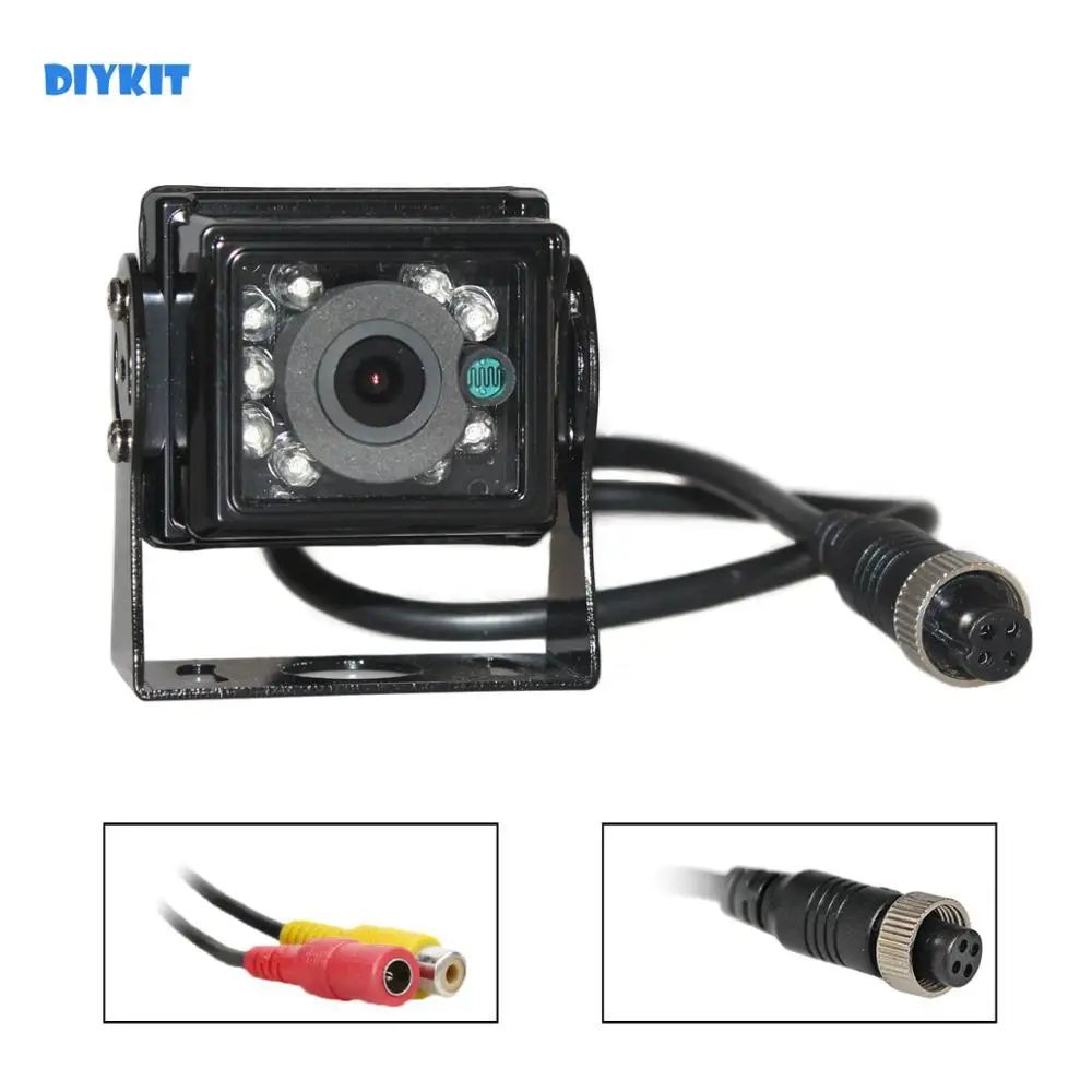 

DIYKIT Waterproof Backup RCA / 4PIN 12V-24V CCD Van Bus Lorry Car Rear View Camera Reversing Parking Camera IR Night Vision