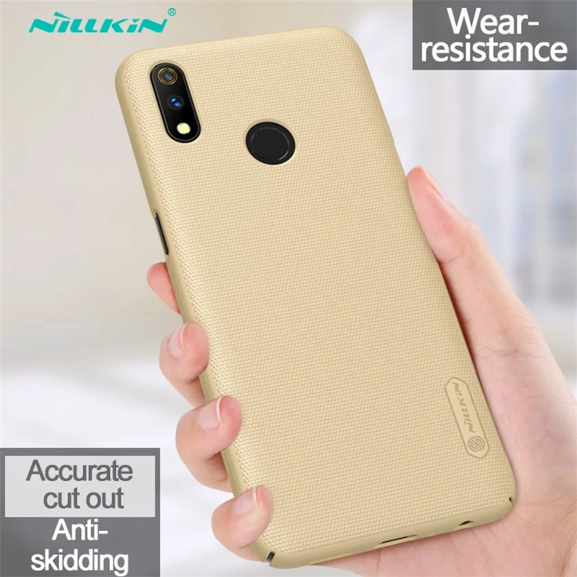 Для OPPO Realme 3 Pro 5 Pro чехол Nillkin супер матовый защитный Жесткий PC задняя крышка Черный Защитный чехол для OPPO Realme3 Pro - Цвет: Gold