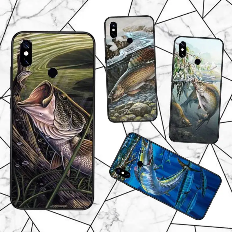 

Carp Fishing retro art pattern Phone Case For Xiaomi Redmi note 7 8 9 t max3 s 10 pro lite funda coque shell cover