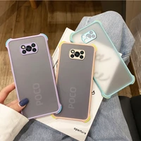 four corner anti drop phone case candy color soft tpu frame cover matte transparent protection shell for xiaomi poco x3 pro fnc