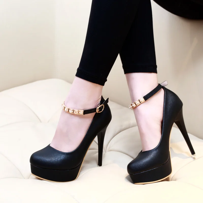 

New Elegant Bridal High Heels Platform Women Dress Pumps Metal Sequins Wedding Party Black White Ladies Stiletto Shoes CH-B0018