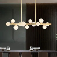 modern minimalist long chandelier restaurant glass bubble chandelier luxury creative magic bean lamp strip bar suspension light