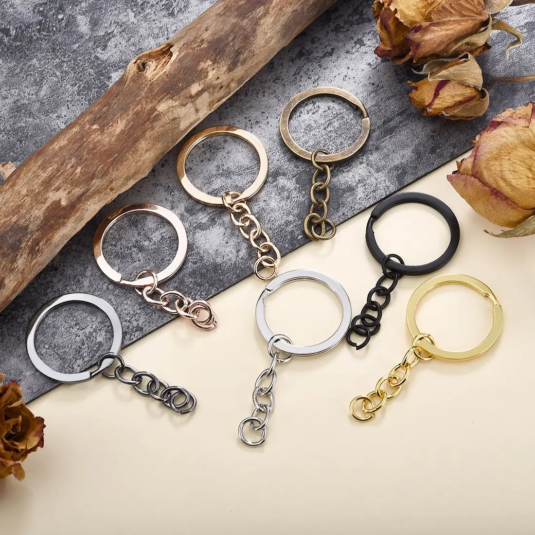 

5pcs 30mm Round Key Ring Chain Keychain Split Keyrings Alloy Keychain For DIY Jewelry Making Accessories Wholesale