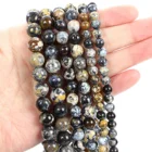 Натуральный камень Бусины с изображением голубого океана Круглые бусины для изготовления ювелирных изделий Рукоделие Браслет сделай сам, на Возраст 4-12 мм