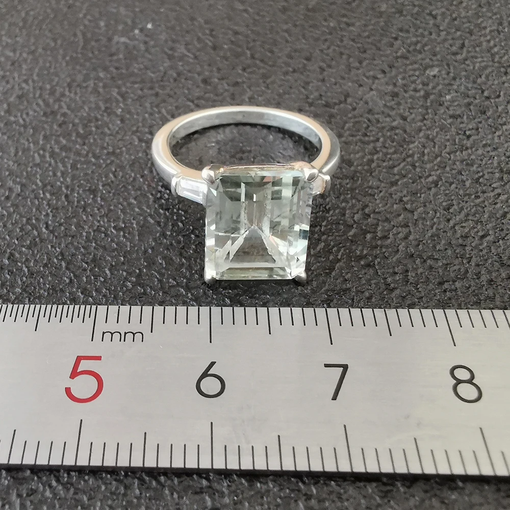

Jewelry For Women 925 Sterling Silver Rings Natural Green Amethyst Rectangle Gemstone Fine Jewelry Engagement Gifts FL28-R0014
