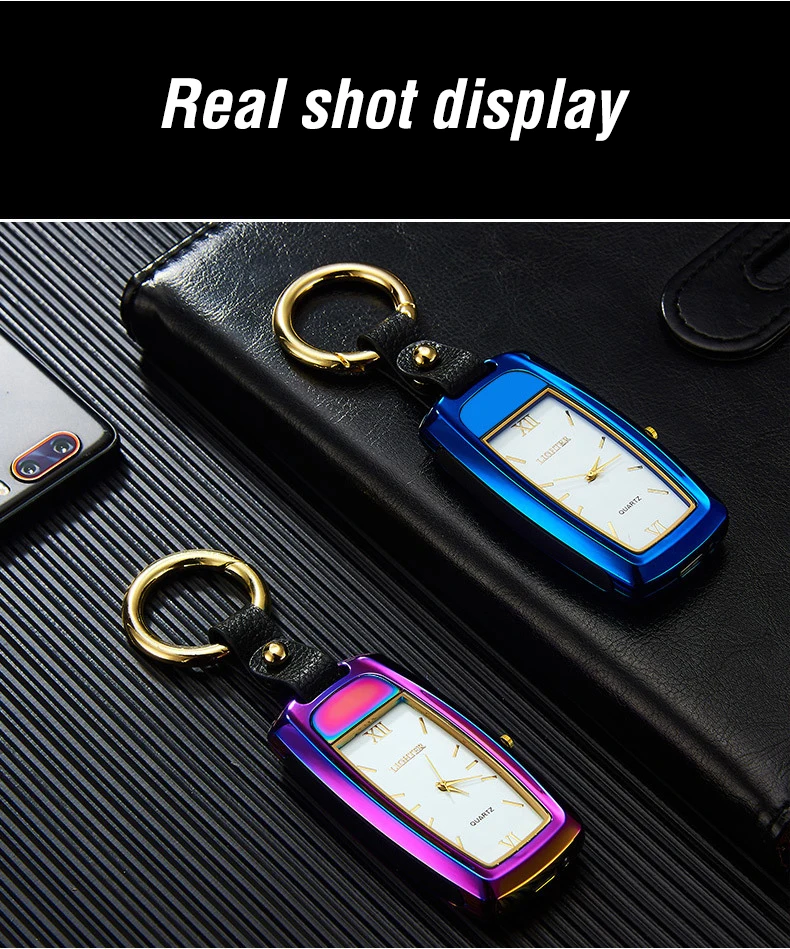 Многофункциональный USB электрическая сигаретная плазма дуговая зажигалка брелок светодиодный фонарик часы электронные зажигалки гаджеты для мужчин