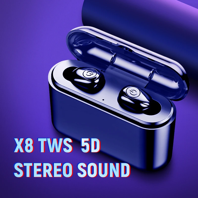 X8 Fsahion Bluetooth настоящие беспроводные наушники 5D стерео мини TWS водонепроницаемые